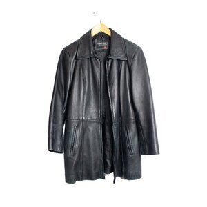 VINTAGE Black Leather Coat *Excellent condition*